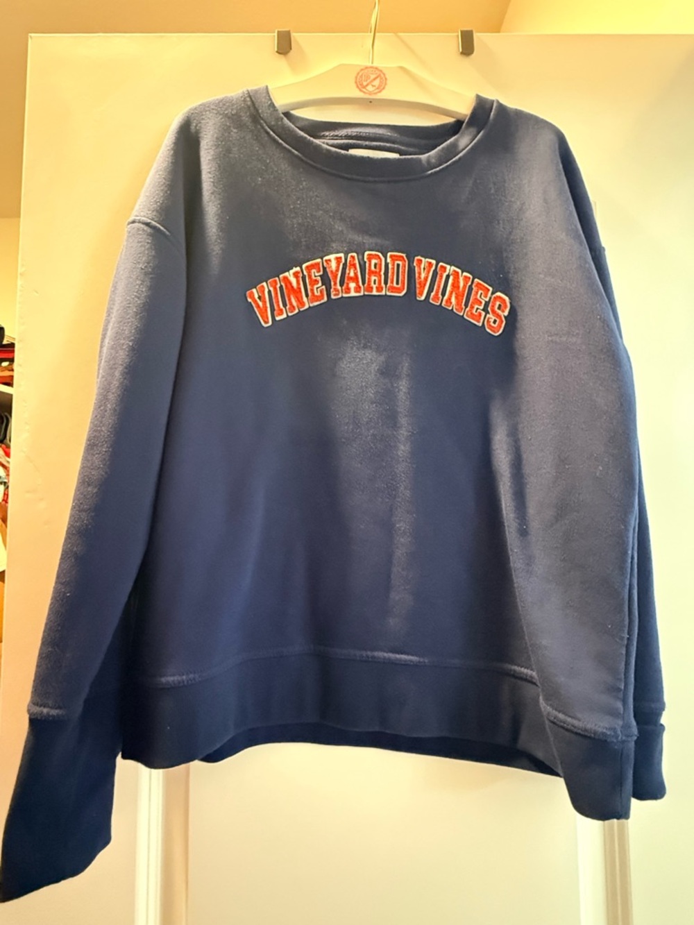 Vineyard Vines Navy Crewneck with Red Embroidered Logo